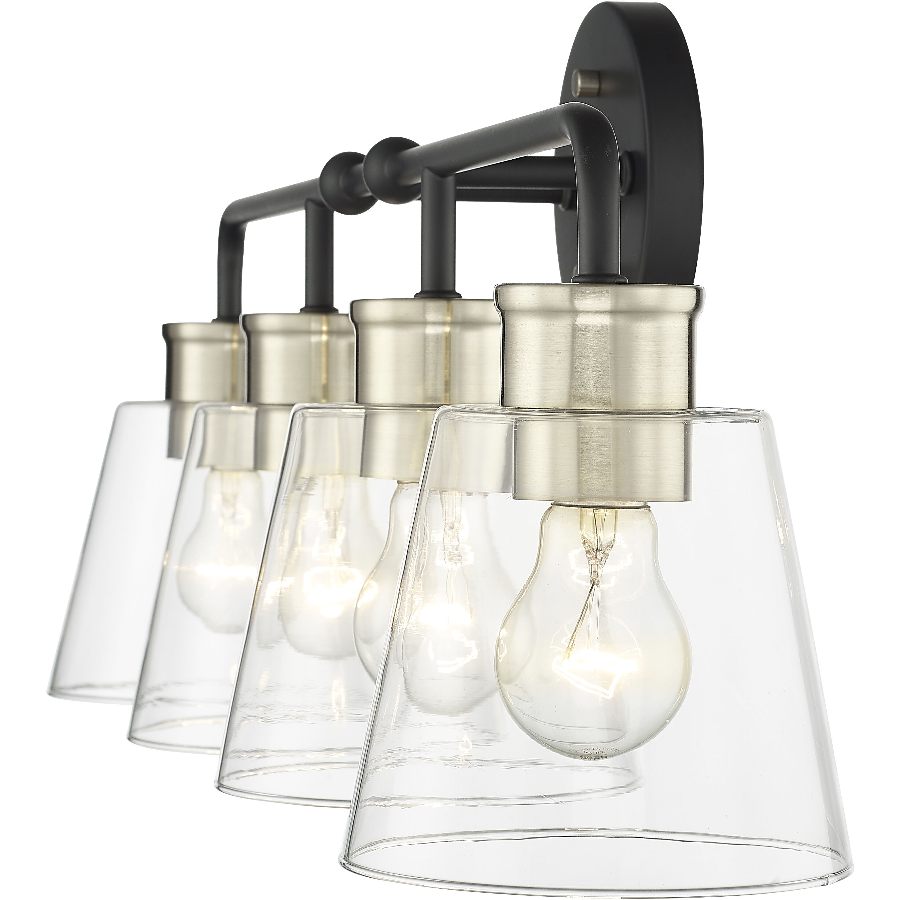 Cameron 4 Light 30 inch Matte Black/Modern Gold Bathroom Vanity Light Wall Light